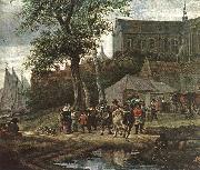 RUYSDAEL, Salomon van Tavern with May Tree (detail) af France oil painting reproduction